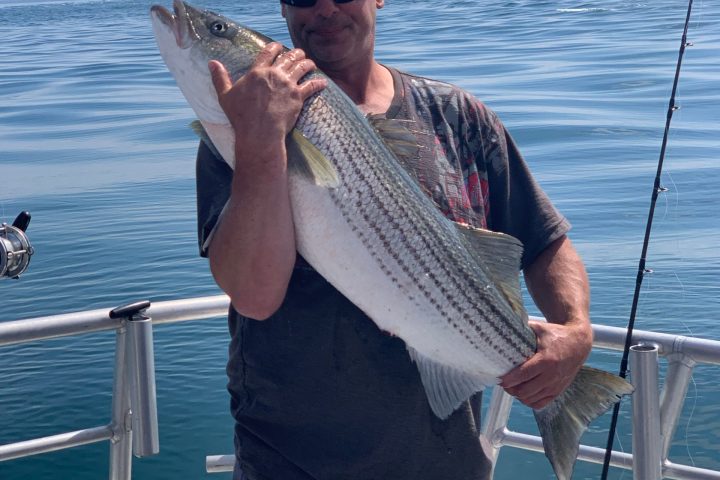 a man holding a fish in the water